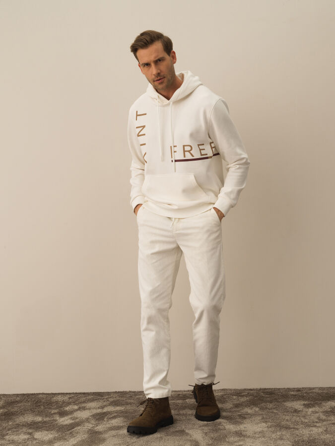 Cotton Hooded Regular Fit Sweatshirt - Xint