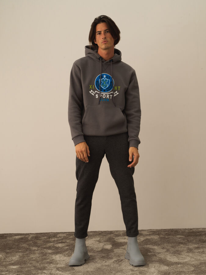 Cotton Hooded Regular Fit Sweatshirt - Xint