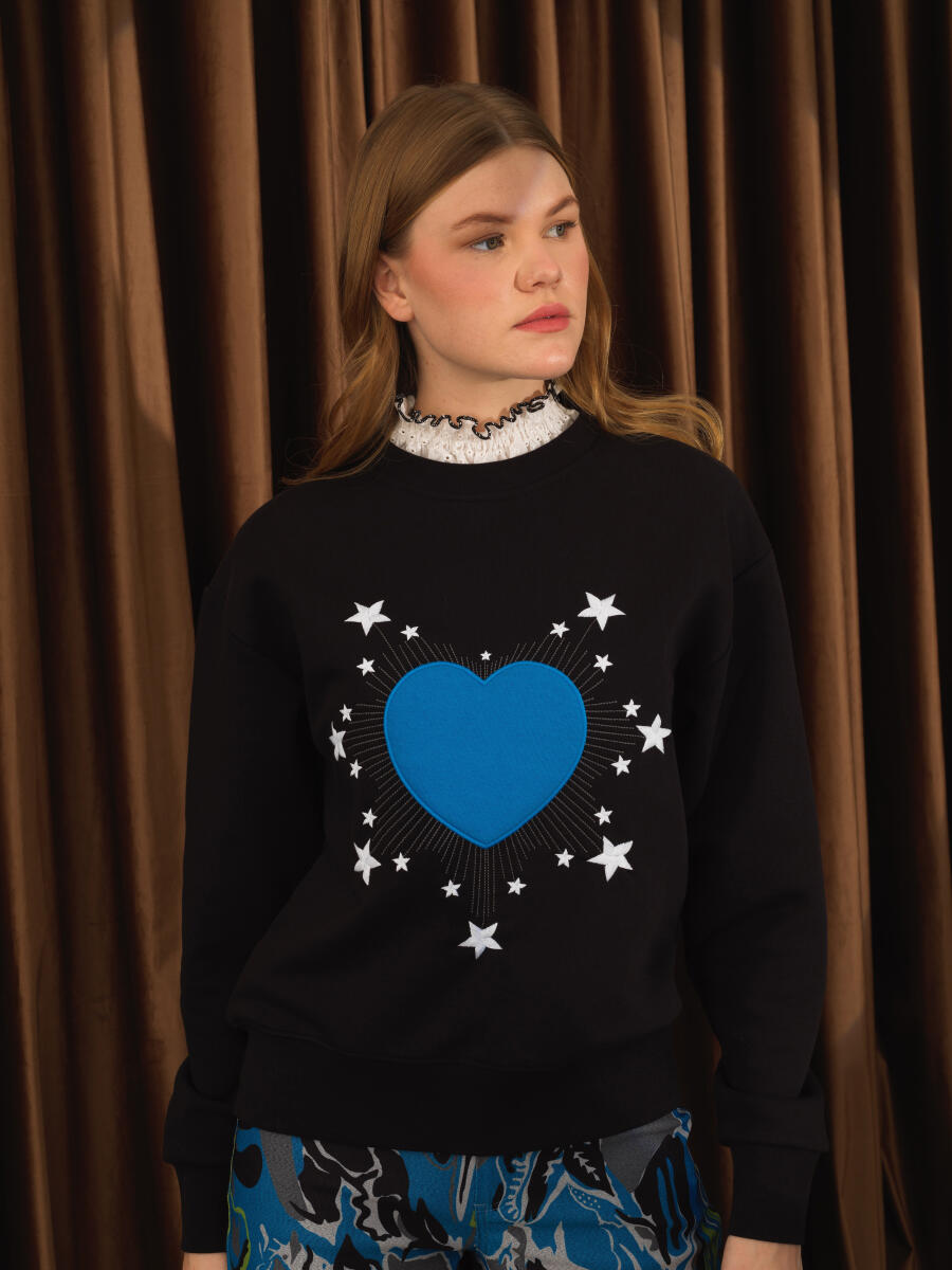 Cotton Oversized Patterned Sweatshirt