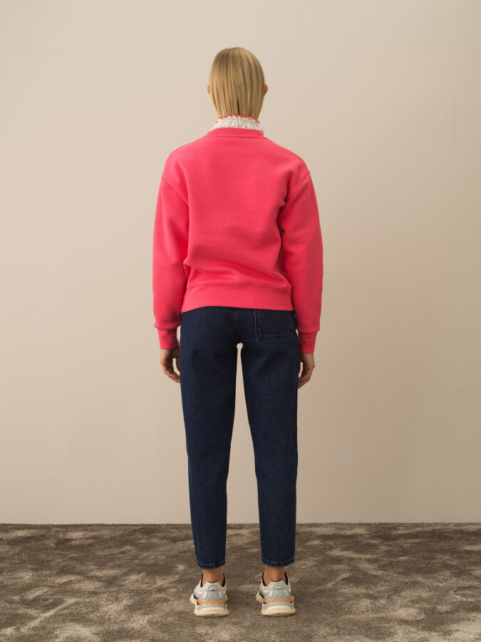 Cotton Oversized Patterned Sweatshirt - Xint