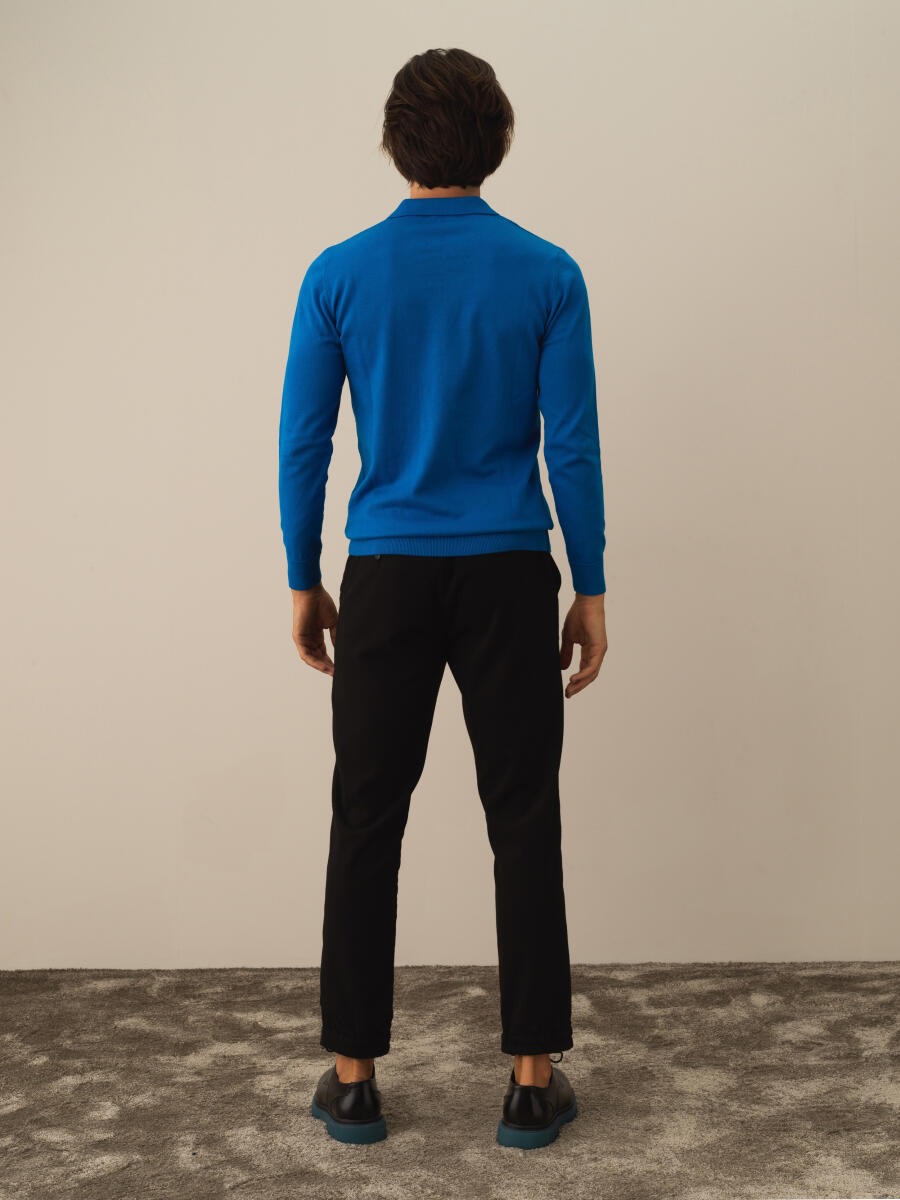 Cotton Polo Collar Regular Fit Basic Sweater - 4