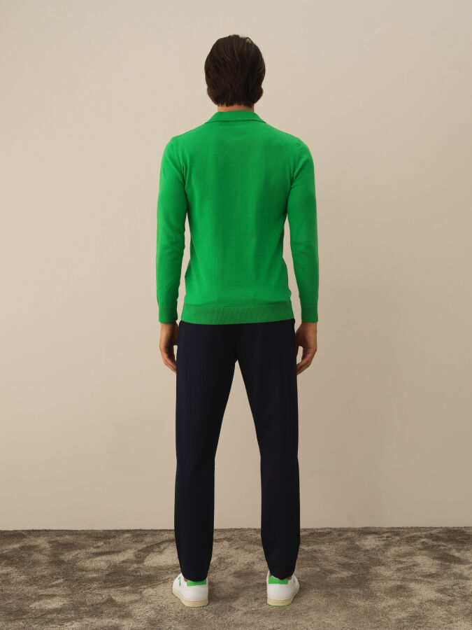 Cotton Polo Collar Regular Fit Basic Sweater - Xint