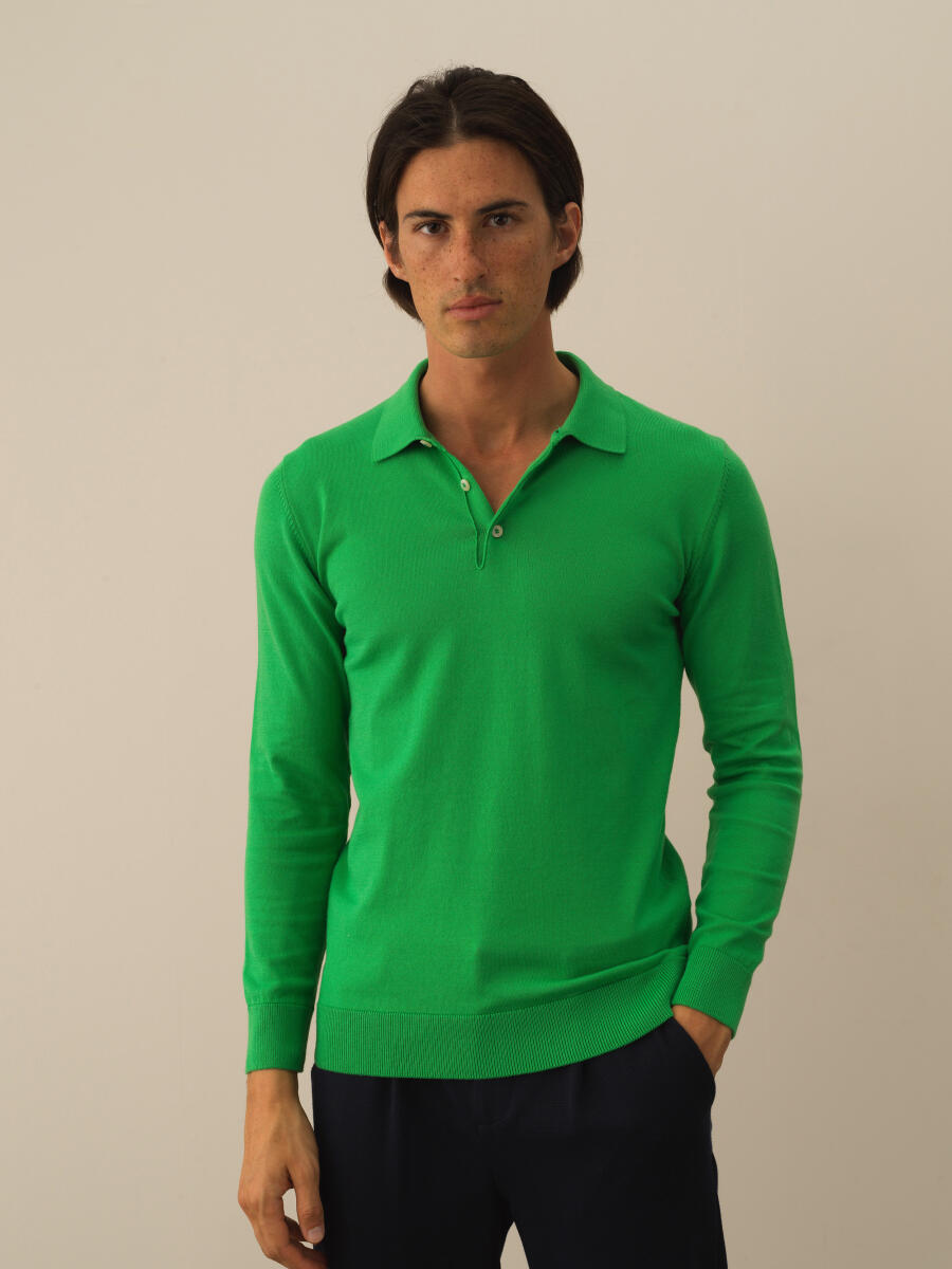 Cotton Polo Collar Regular Fit Basic Sweater