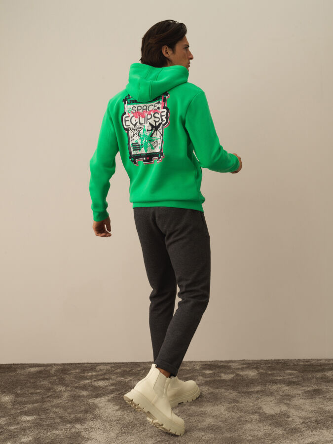 Cotton Regular Fit Back Printed Sweatshirt - Xint