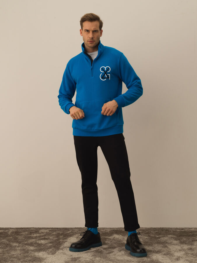 Cotton Regular Fit Embroidered Sweatshirt - 2