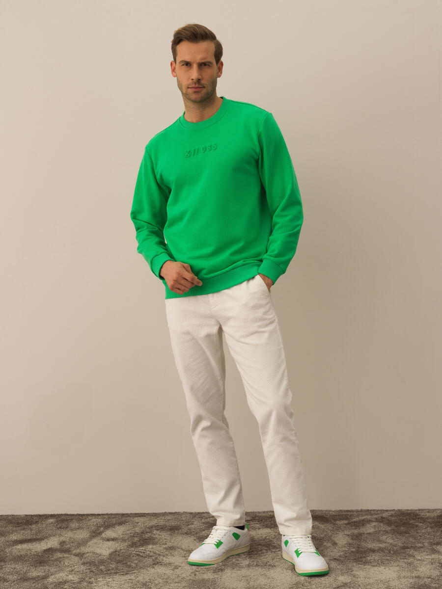 Cotton Regular Fit Gauffre Printed Sweatshirt - 2