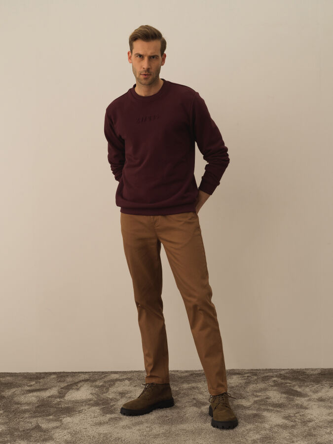 Cotton Regular Fit Gauffre Printed Sweatshirt - Xint