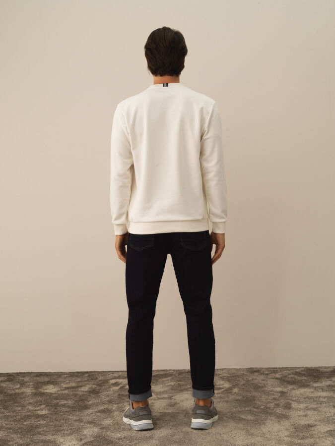 Cotton Regular Fit Gauffre Printed Sweatshirt - Xint