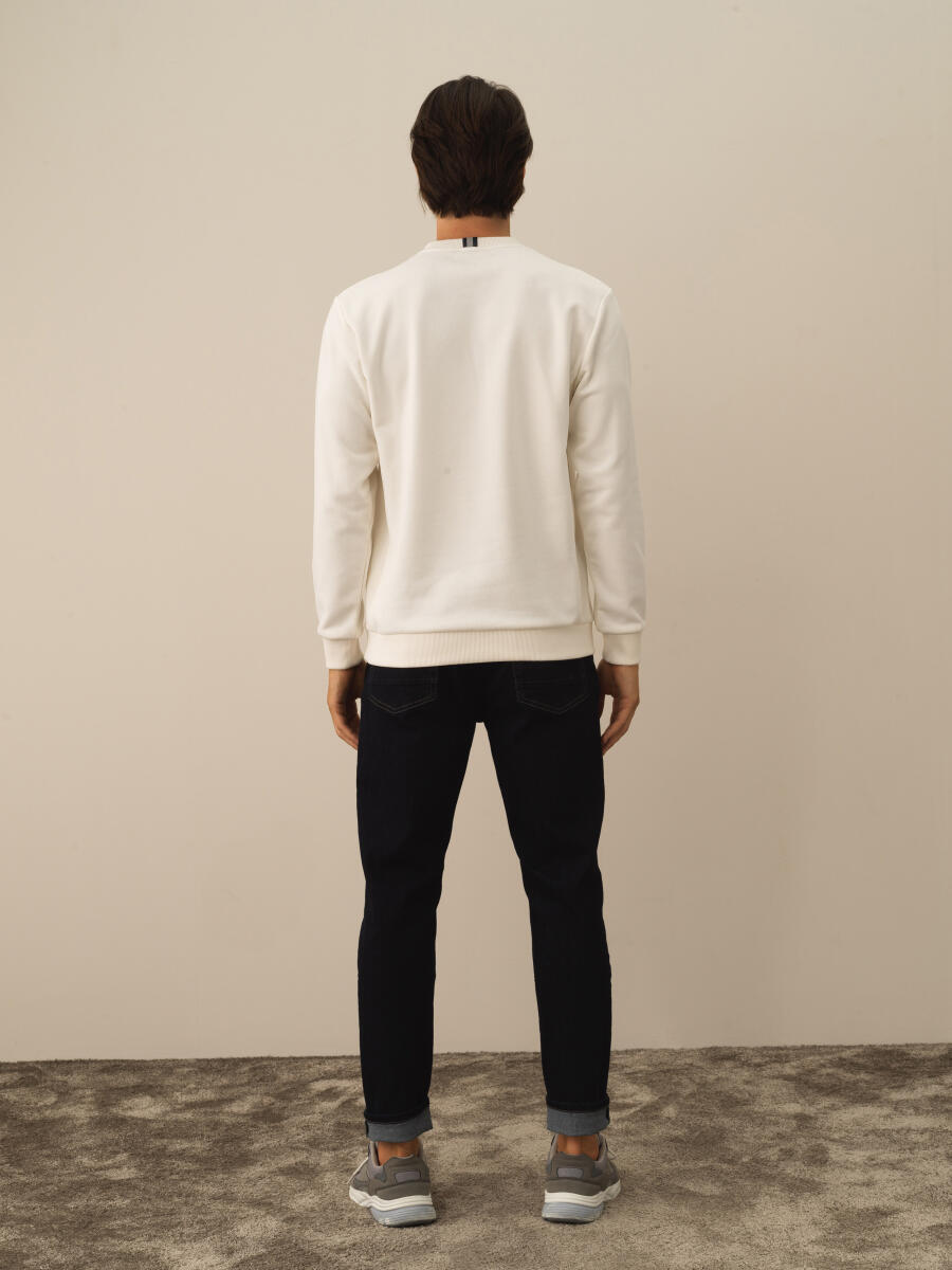 Cotton Regular Fit Gauffre Printed Sweatshirt - 4