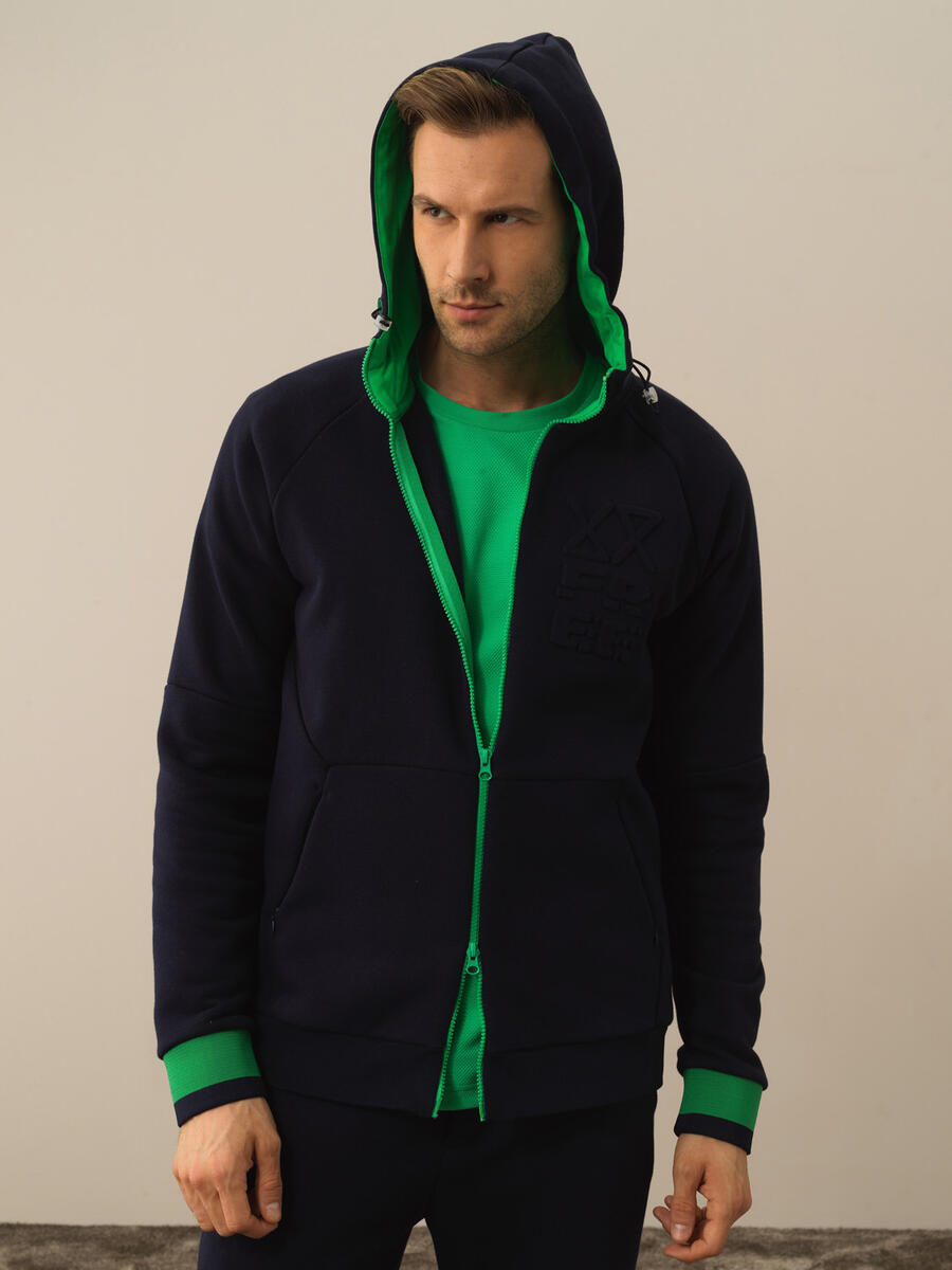 Cotton Regular Fit Hooded Sweat Jacket