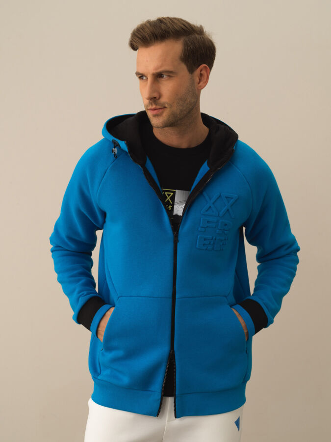 Cotton Regular Fit Hooded Sweat Jacket - Xint