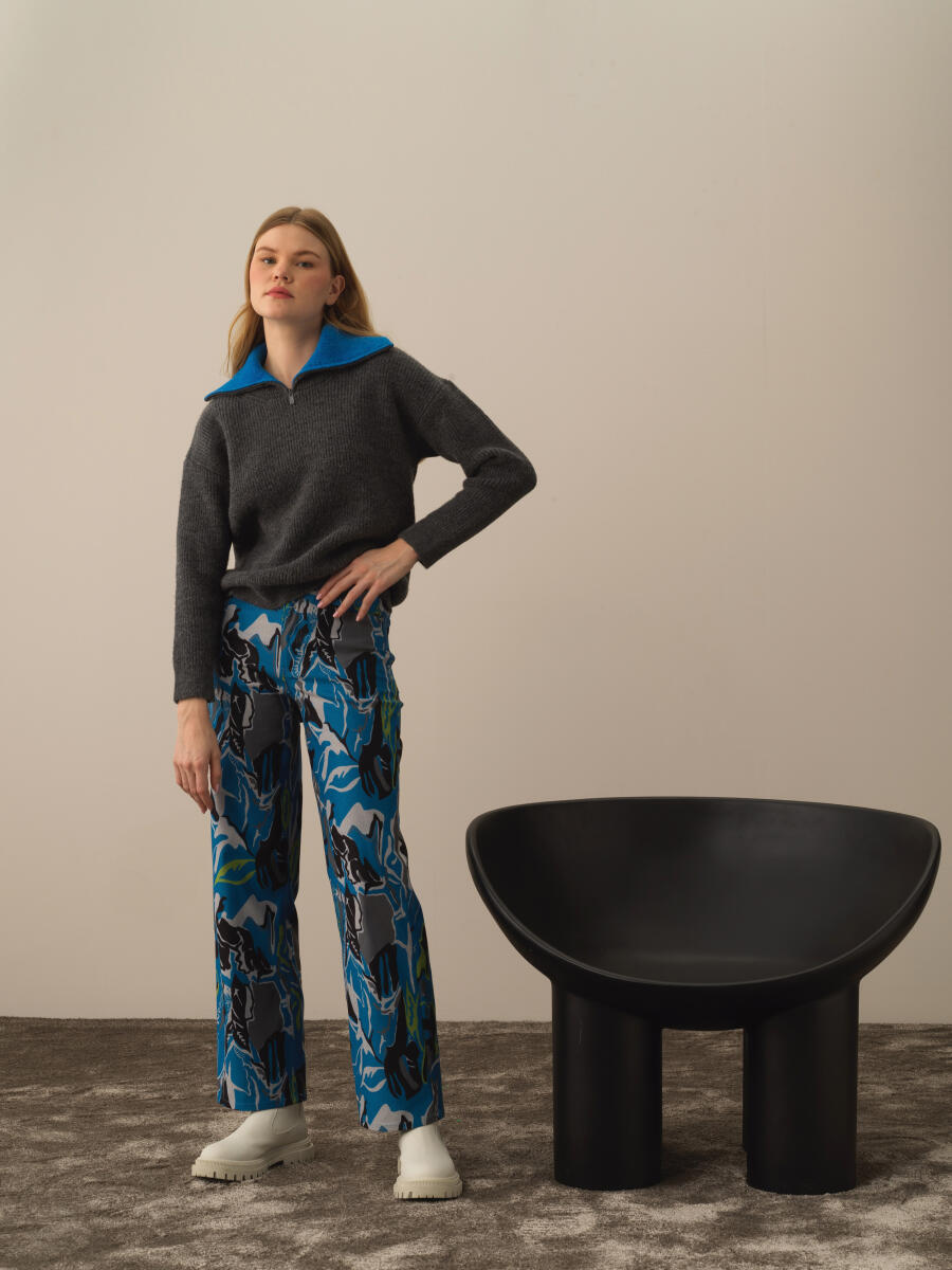 Cotton Regular Fit Panel Printed Pants - 2