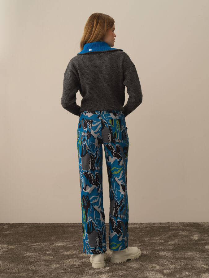 Cotton Regular Fit Panel Printed Pants - Xint