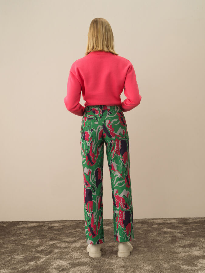 Cotton Regular Fit Panel Printed Pants - Xint