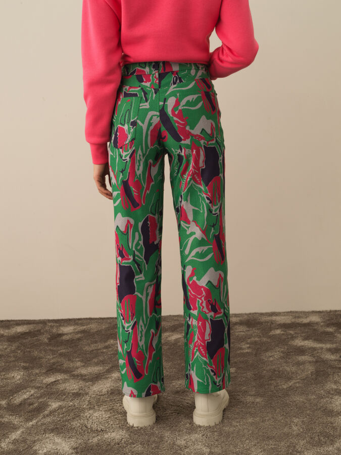 Cotton Regular Fit Panel Printed Pants - Xint