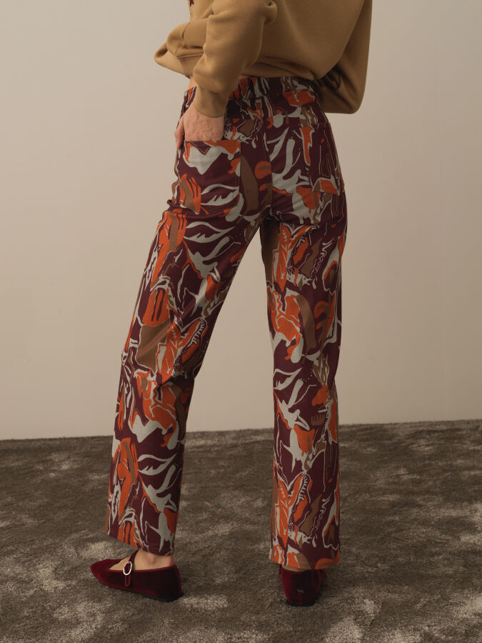 Cotton Regular Fit Panel Printed Pants - Xint