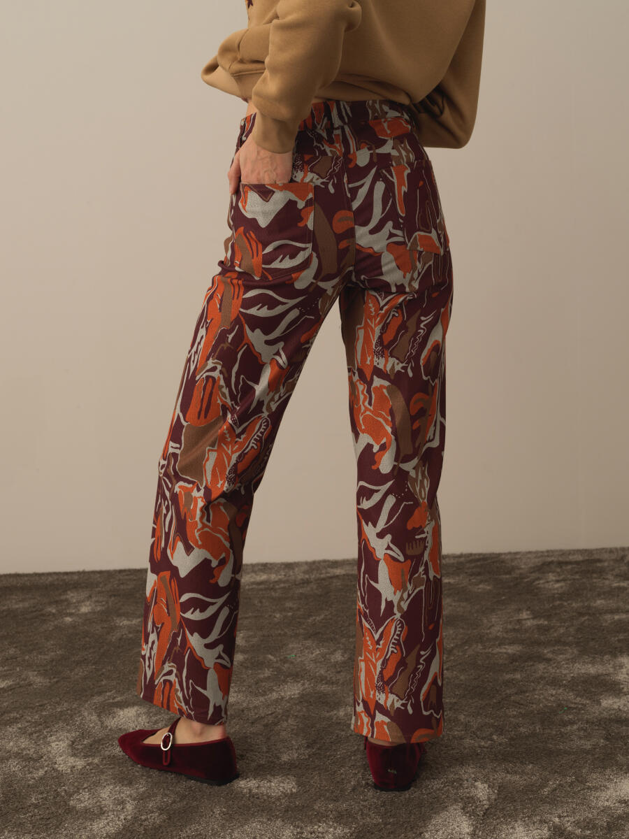 Cotton Regular Fit Panel Printed Pants - 4