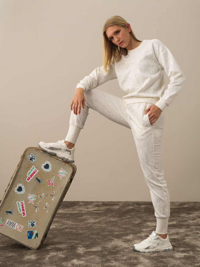 Cotton Regular Fit Patterned Sweat Pants - Xint