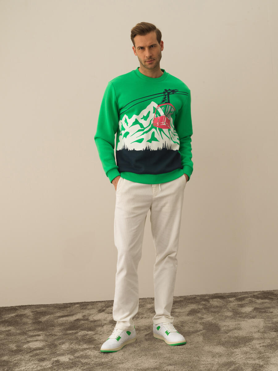 Cotton Regular Fit Patterned Sweatshirt - 2