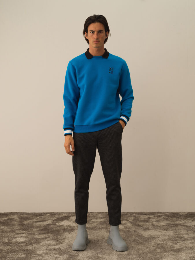 Cotton Regular Fit Striped Detail Sweatshirt - Xint