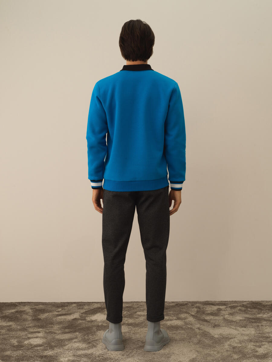 Cotton Regular Fit Striped Detail Sweatshirt - 4