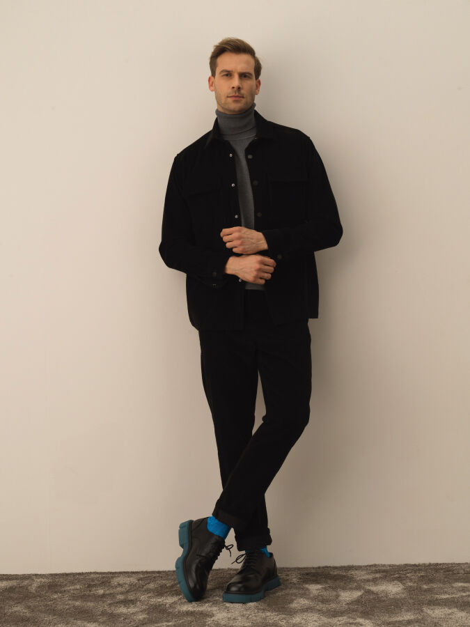 Cotton Regular Fit Velvet Shirt Jacket - Xint