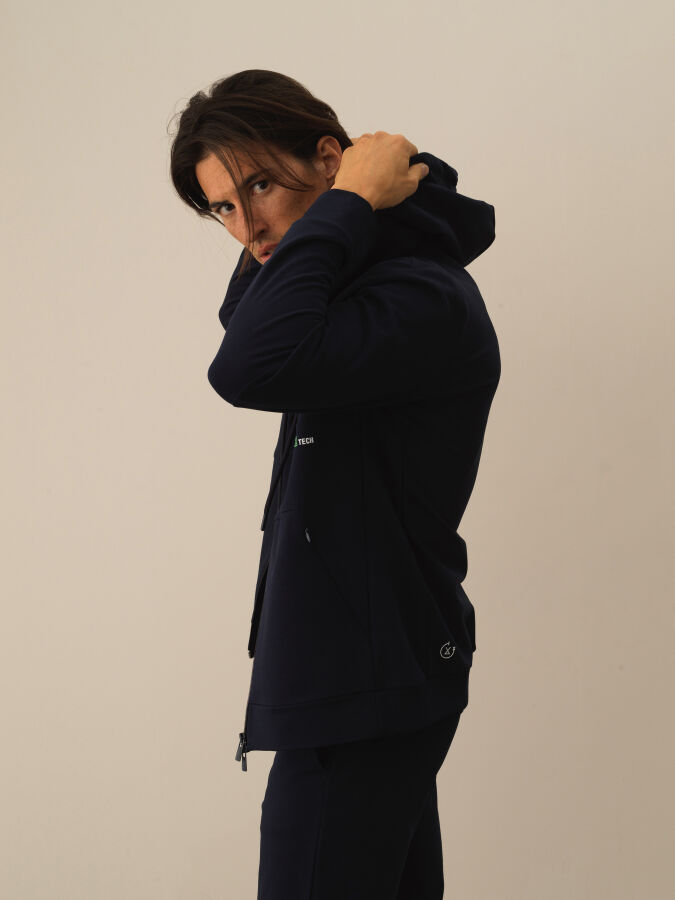 Cotton Slim Fit Hooded Sweat Jacket - Xint