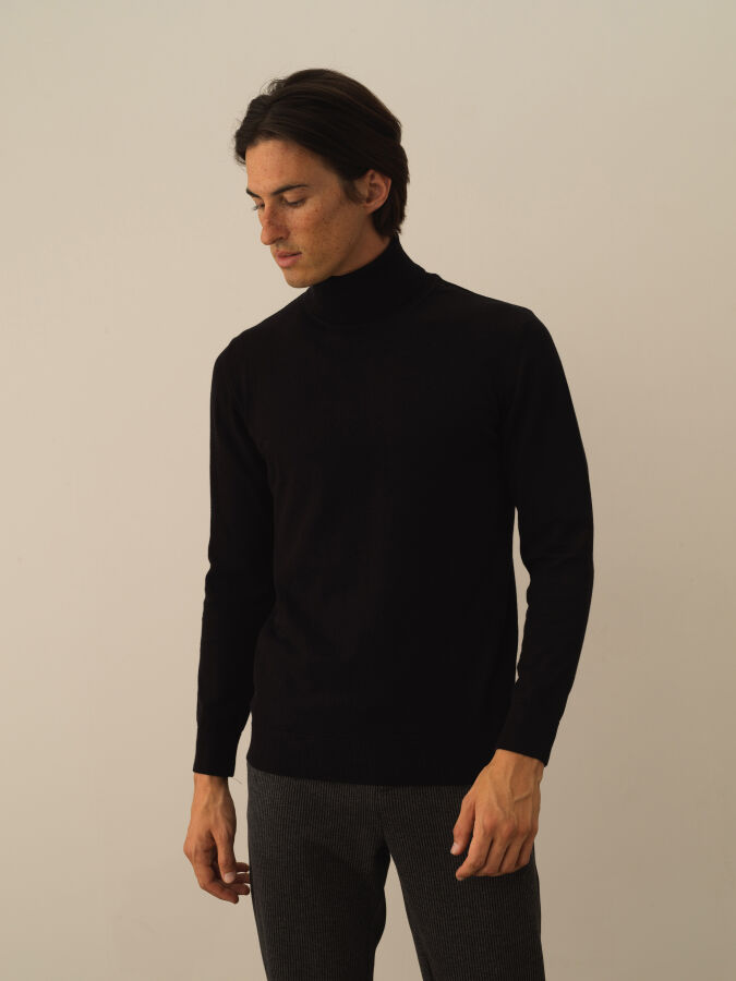 Cotton Turtleneck Regular Fit Basic Sweater - Xint