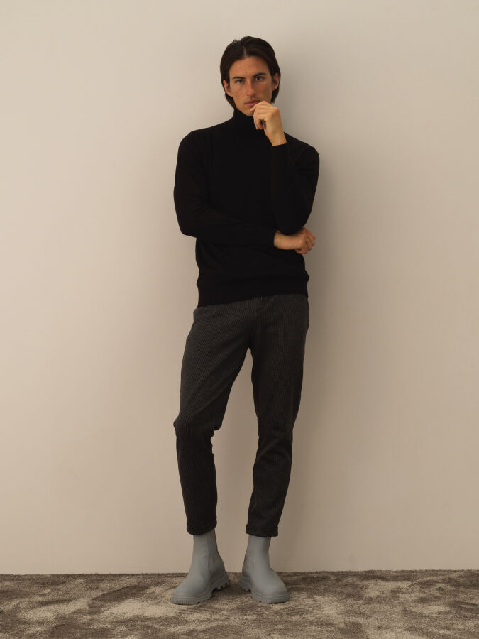 Cotton Turtleneck Regular Fit Basic Sweater - Xint