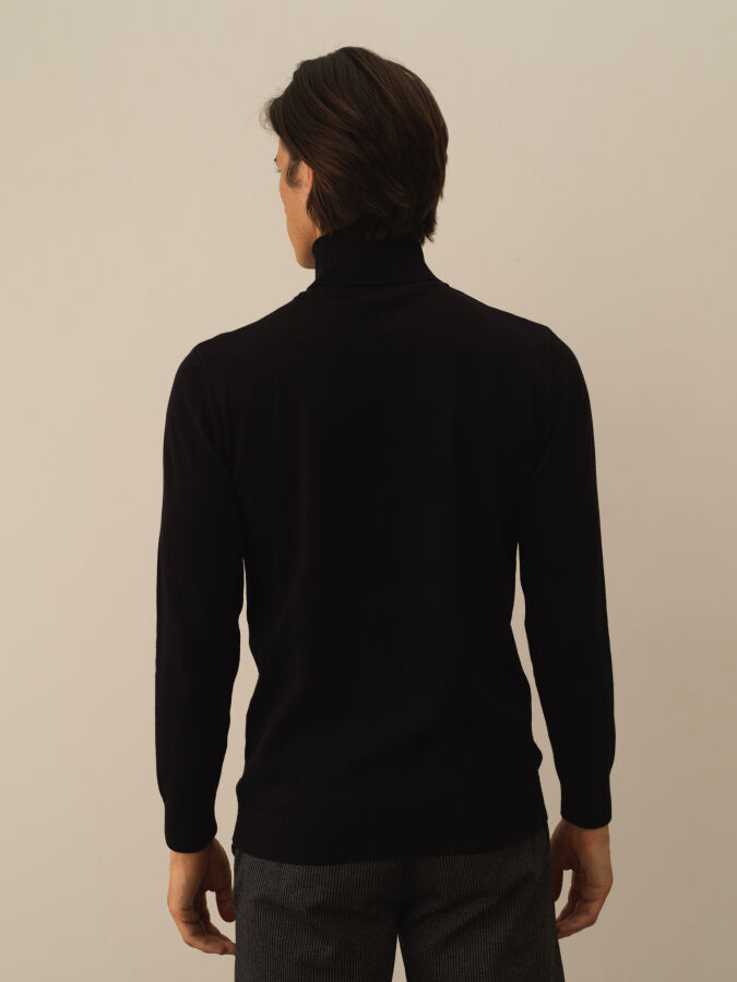 Cotton Turtleneck Regular Fit Basic Sweater - 3