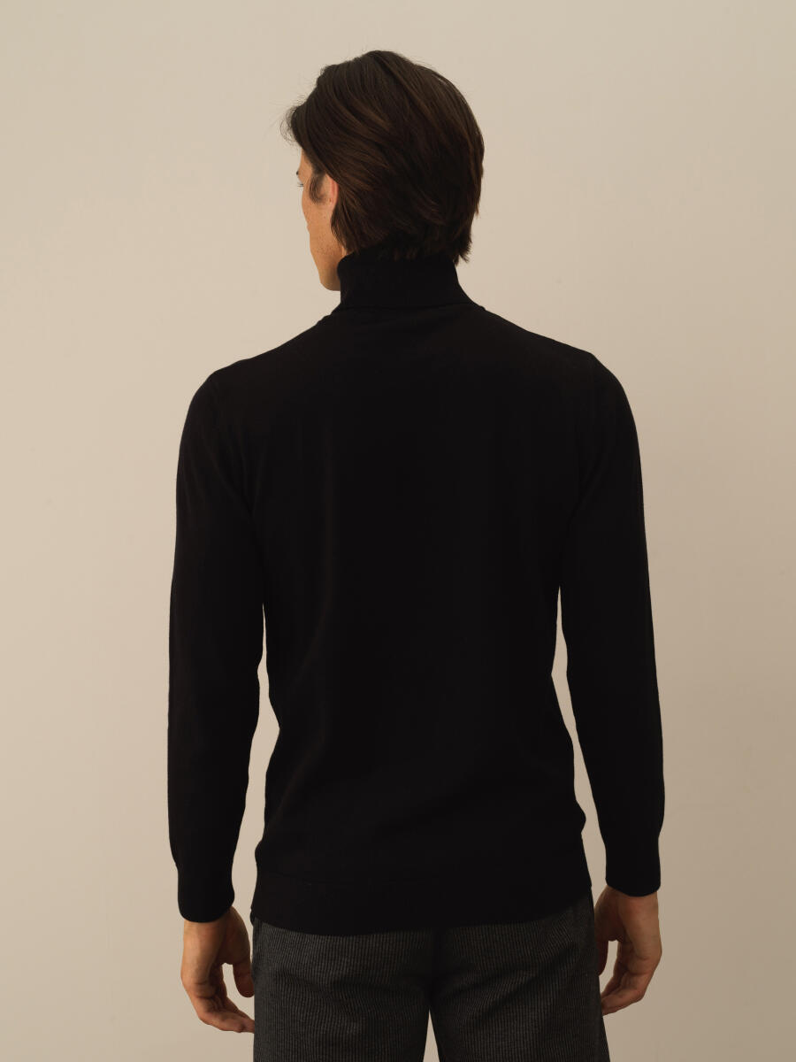 Cotton Turtleneck Regular Fit Basic Sweater - 3