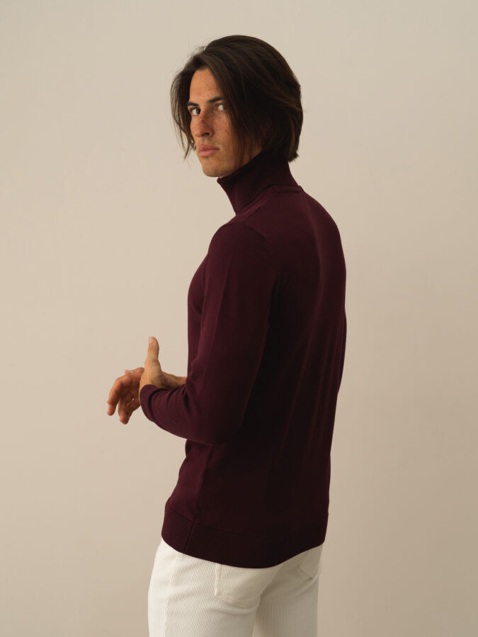 Cotton Turtleneck Regular Fit Basic Sweater - 3