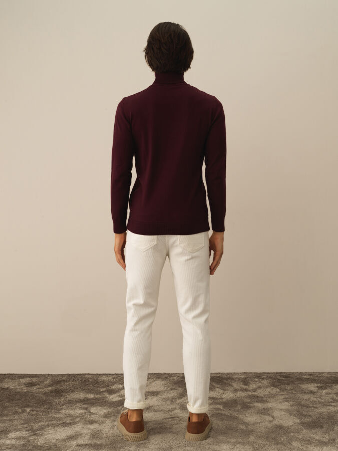Cotton Turtleneck Regular Fit Basic Sweater - 4