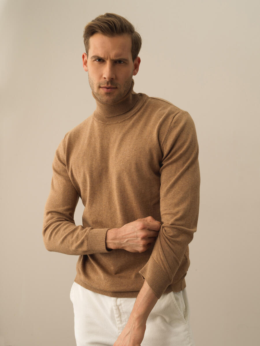 Cotton Turtleneck Regular Fit Basic Sweater