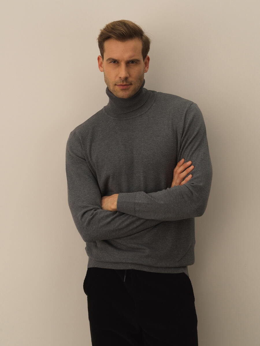 Cotton Turtleneck Regular Fit Basic Sweater