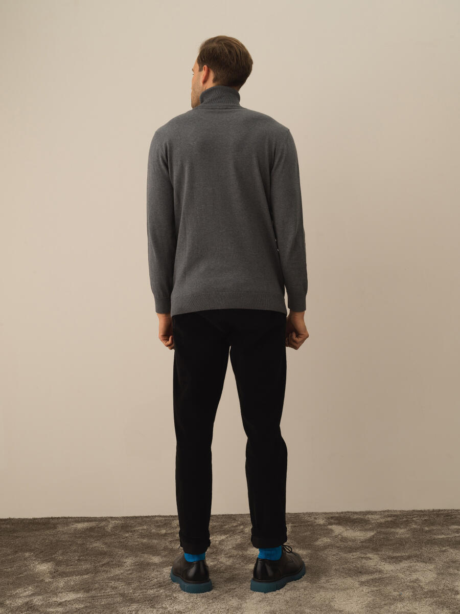 Cotton Turtleneck Regular Fit Basic Sweater - 4