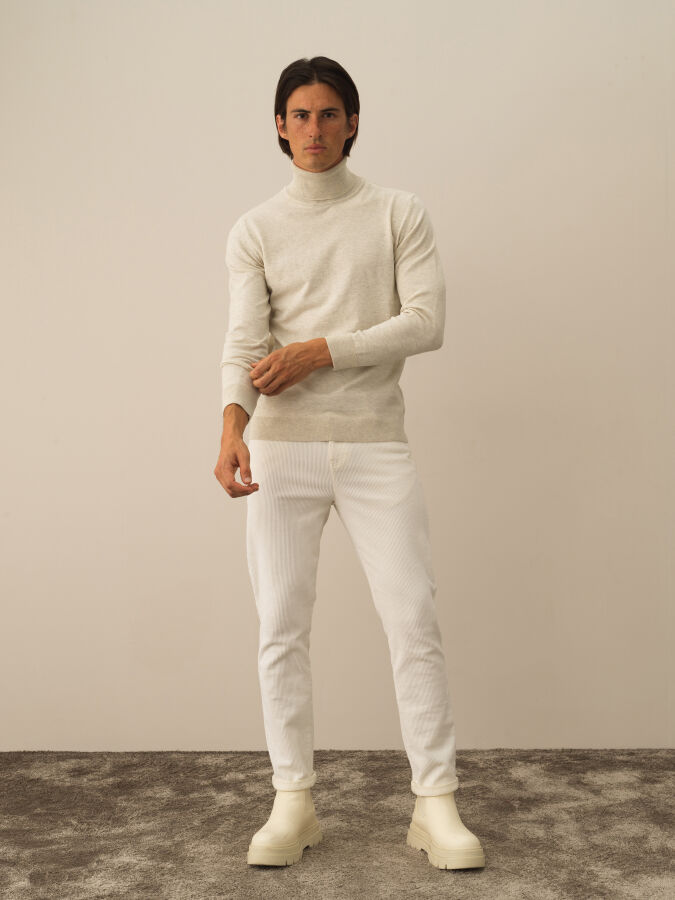 Cotton Turtleneck Regular Fit Basic Sweater - Xint