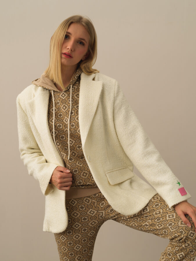 Cotton Wool Blend Oversized Blazer - Xint