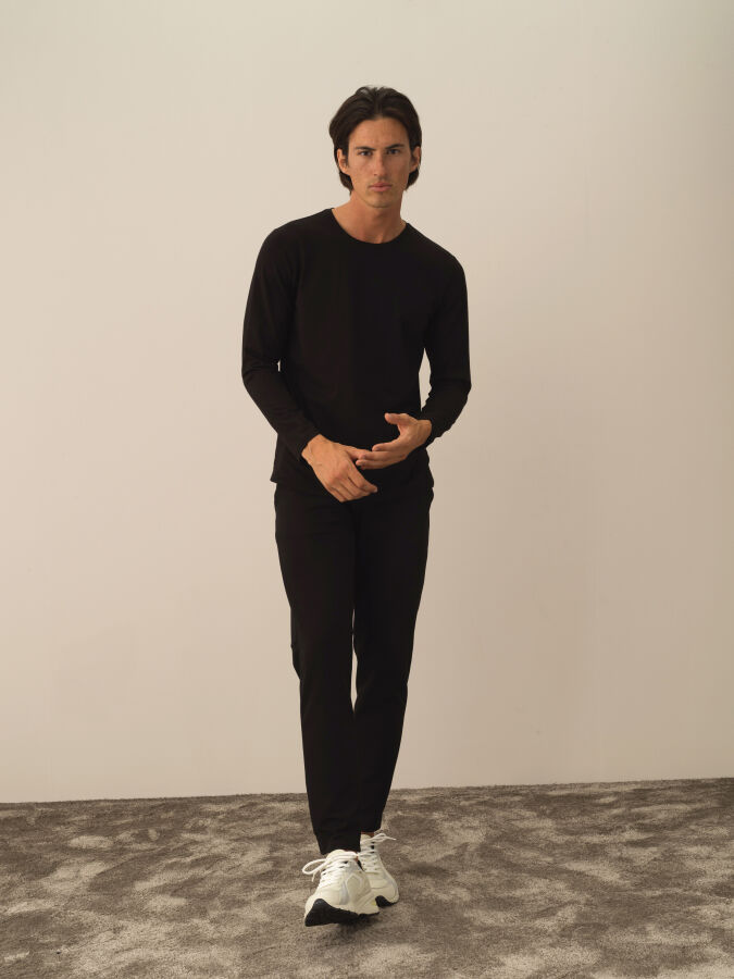 Crew Neck Slim Fit Modal Basic T-Shirt - Xint