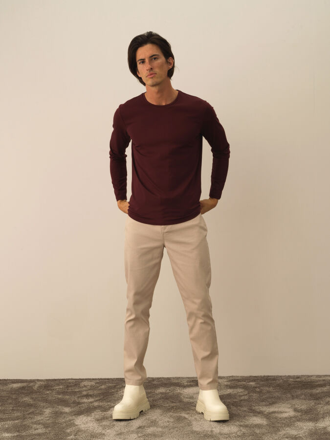 Crew Neck Slim Fit Modal Basic T-Shirt - Xint