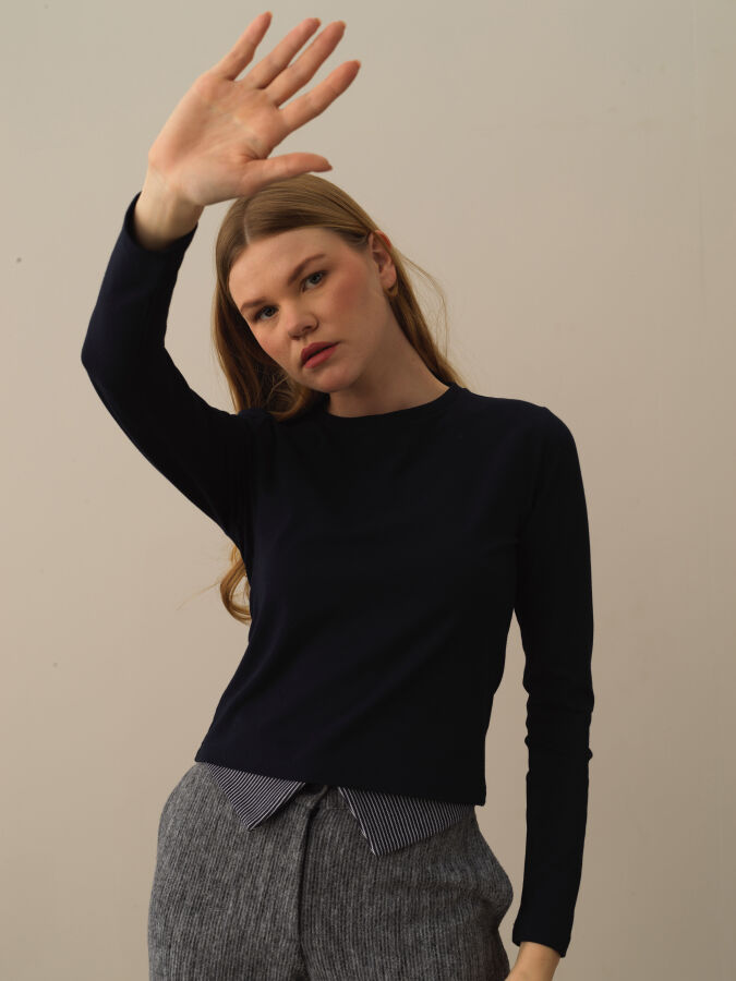 Crew Neck Slim Fit Modal Basic T-Shirt - Xint