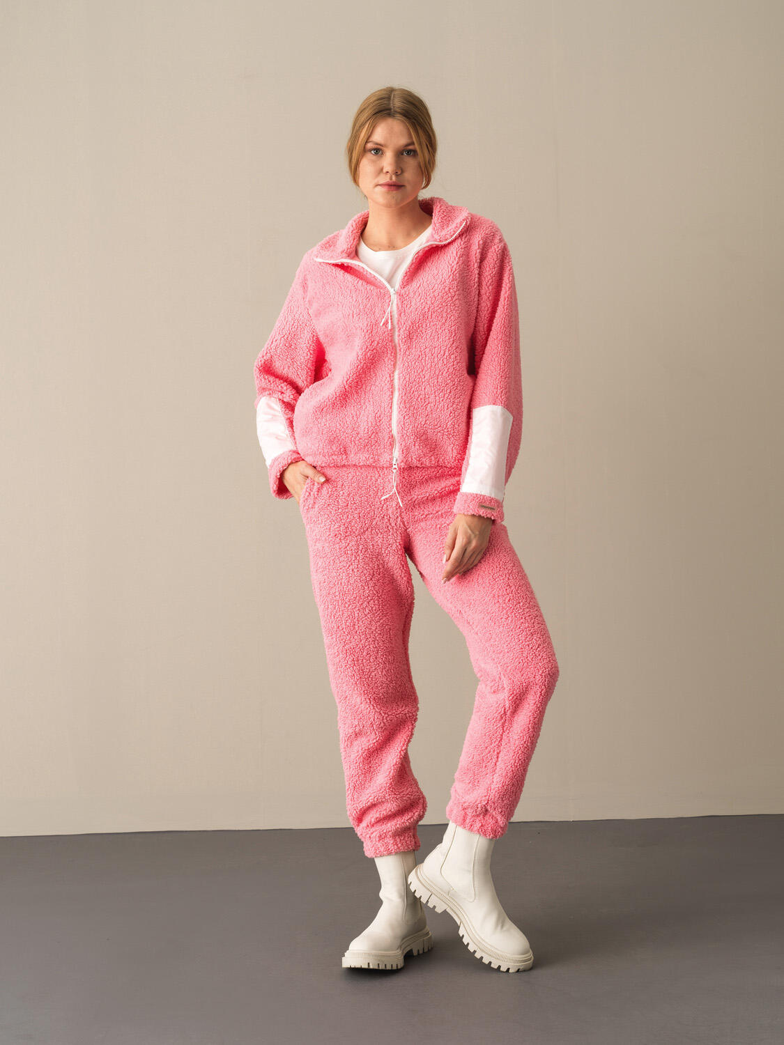 Pembe Pamuk Dokulu Oversize Polar Sweatmont 