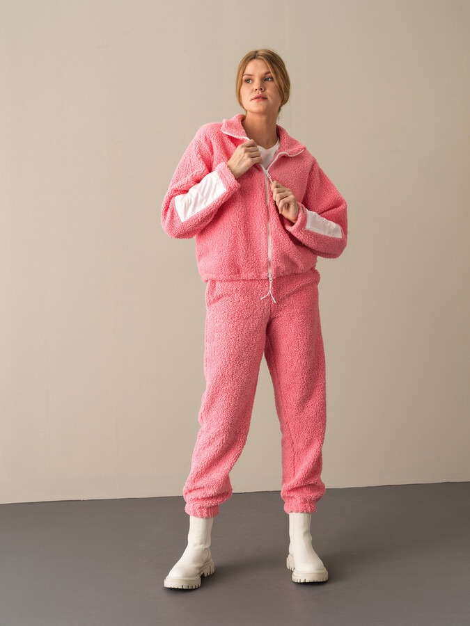 Pembe Pamuk Dokulu Oversize Polar Sweatmont - Xint