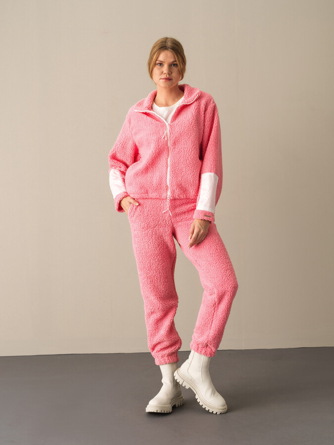 Pembe Pamuk Dokulu Oversize Polar Sweatmont - Xint