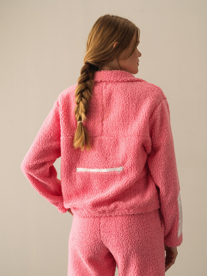 Pembe Pamuk Dokulu Oversize Polar Sweatmont - Xint