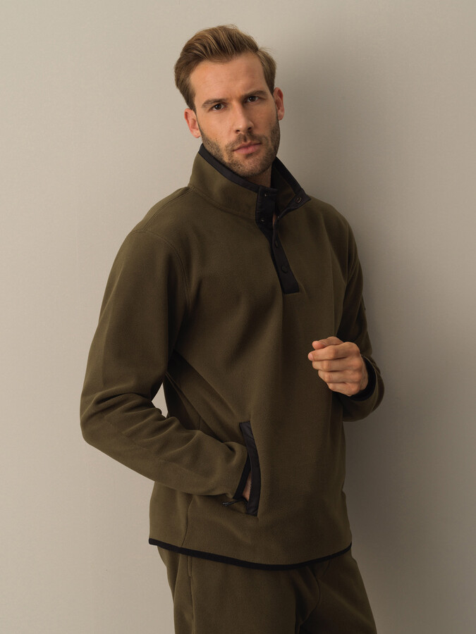 Haki Formunu Koruyan Regular Fit Polar Sweatshirt - Xint