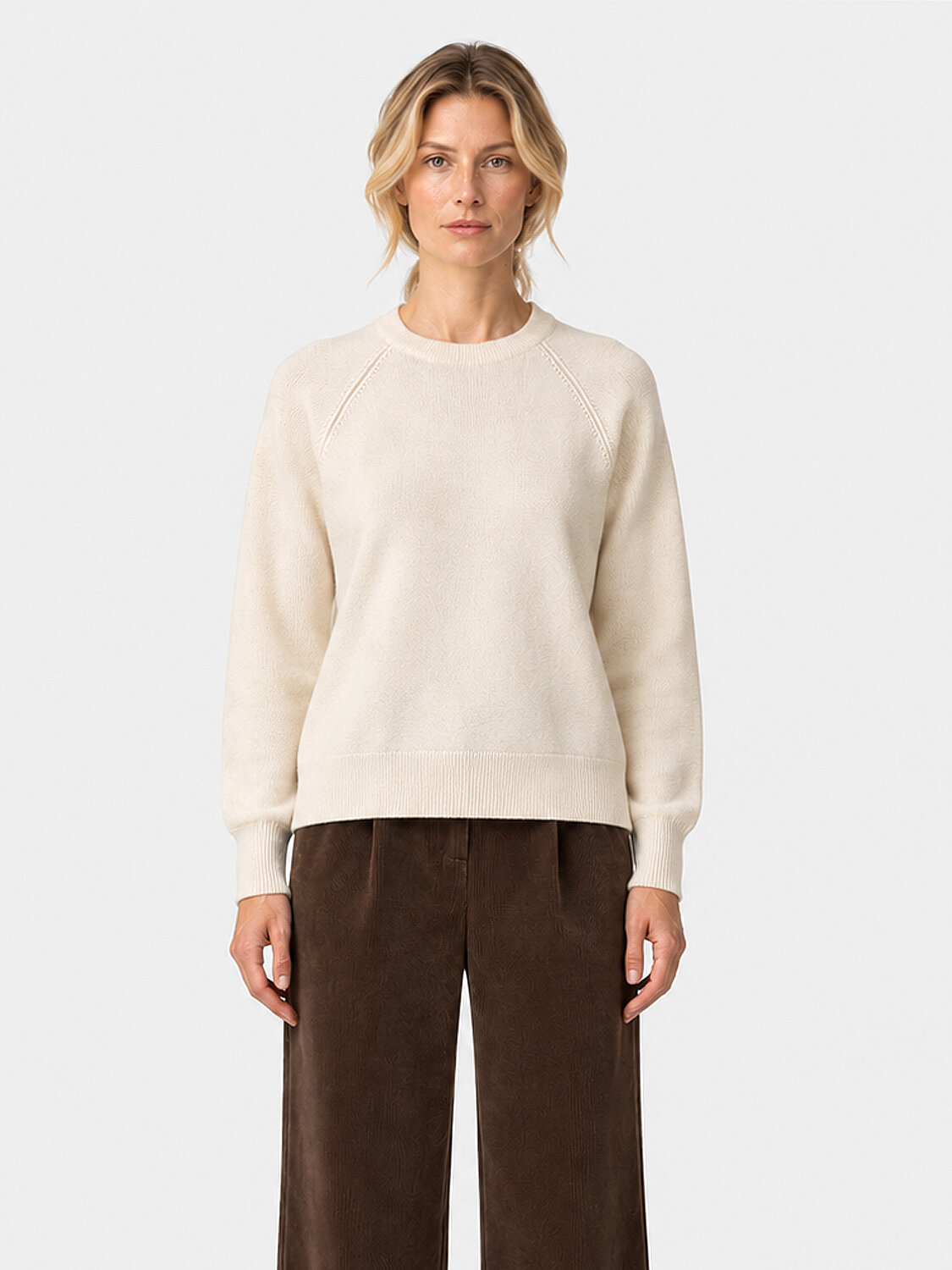 Ekru Oversize Bisiklet Yaka Kazak (1)