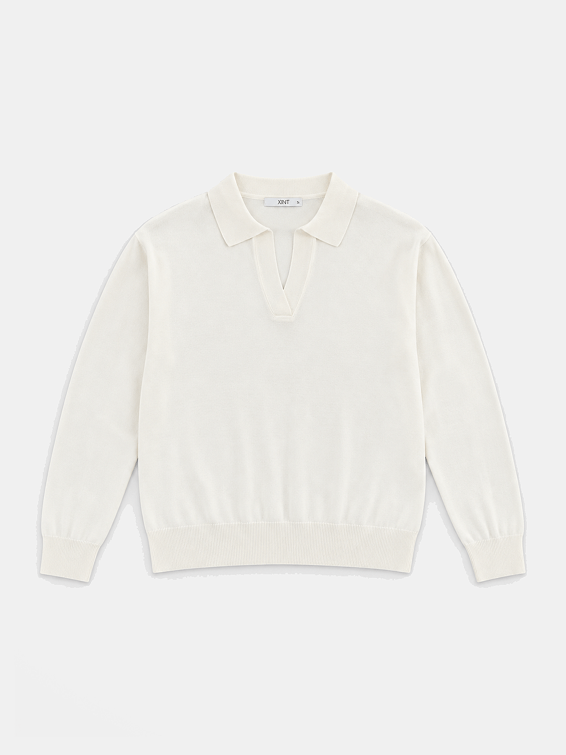 Ekru Oversize Polo V Yaka Kazak - 1