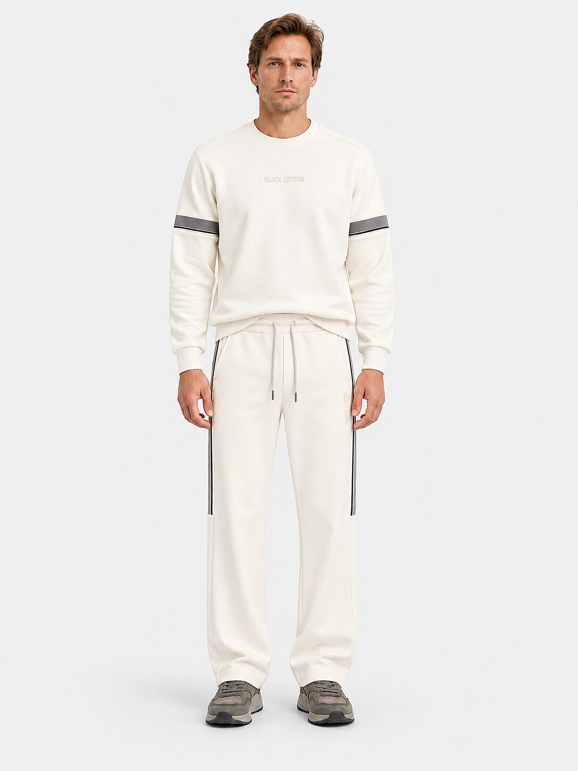Ekru Regular Fit Pamuklu Sweat Pantolon - 3