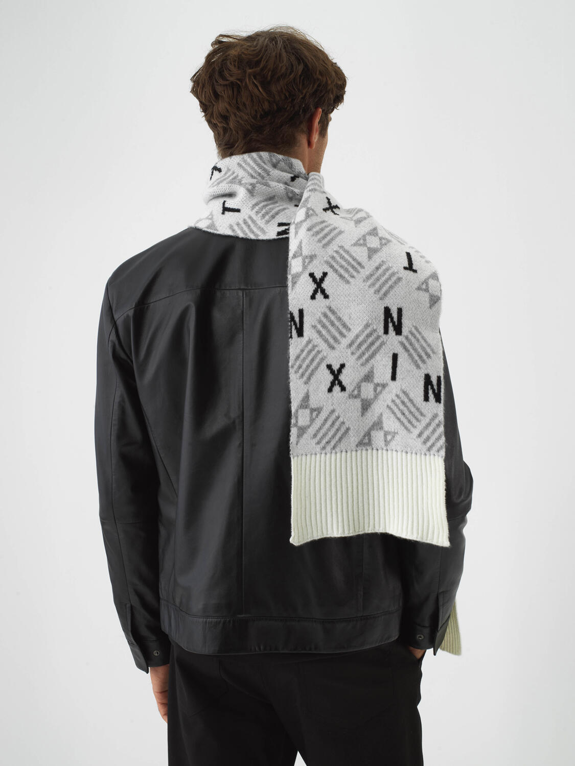 Ekru Doğal Yün Dokulu Standart Fit Atkı - 3